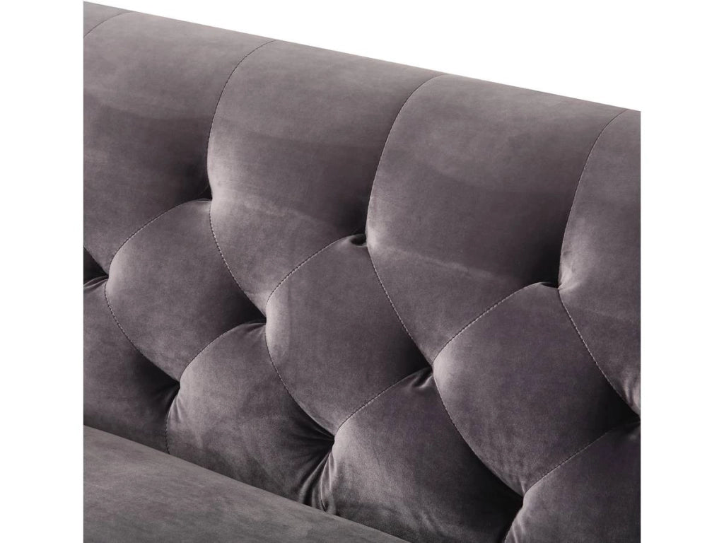 Divano fisso in velluto "Bruce" - 196 x 76 x 82 cm - 3 posti a sedere - Grigio