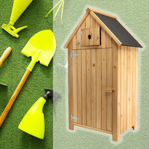 Armadio da giardino a casetta In legno d'abete con tetto in bitume 770x540x1370 mm Per esterni