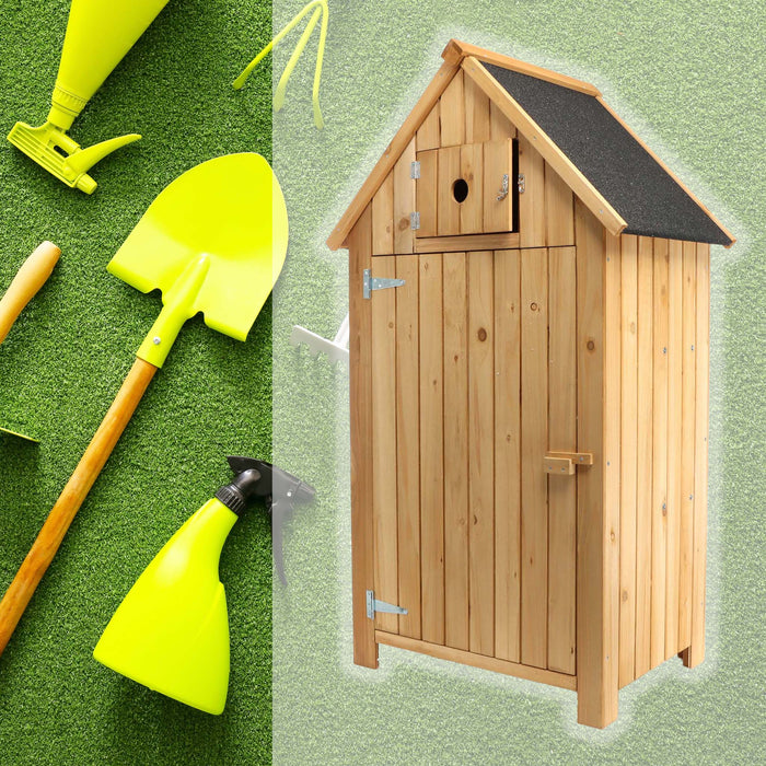 Armadio da giardino a casetta In legno d'abete con tetto in bitume 770x540x1370 mm Per esterni