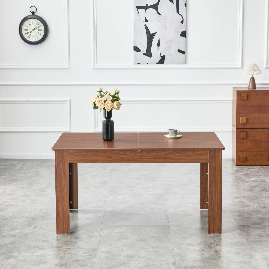 Tavolo da pranzo allungabile con 2 allunghe in MDF e finitura noce, per cucina e soggiorno 220 × 88,5 × 77 cm