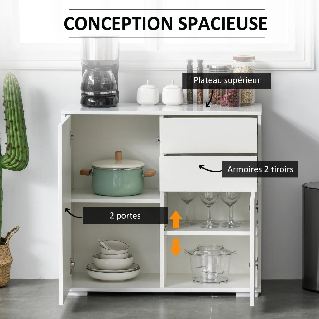 Armadio con cassetti e ante ¨C Xylo ¨C bianco, 2 cassetti 2 porte, 79x36x74 cm