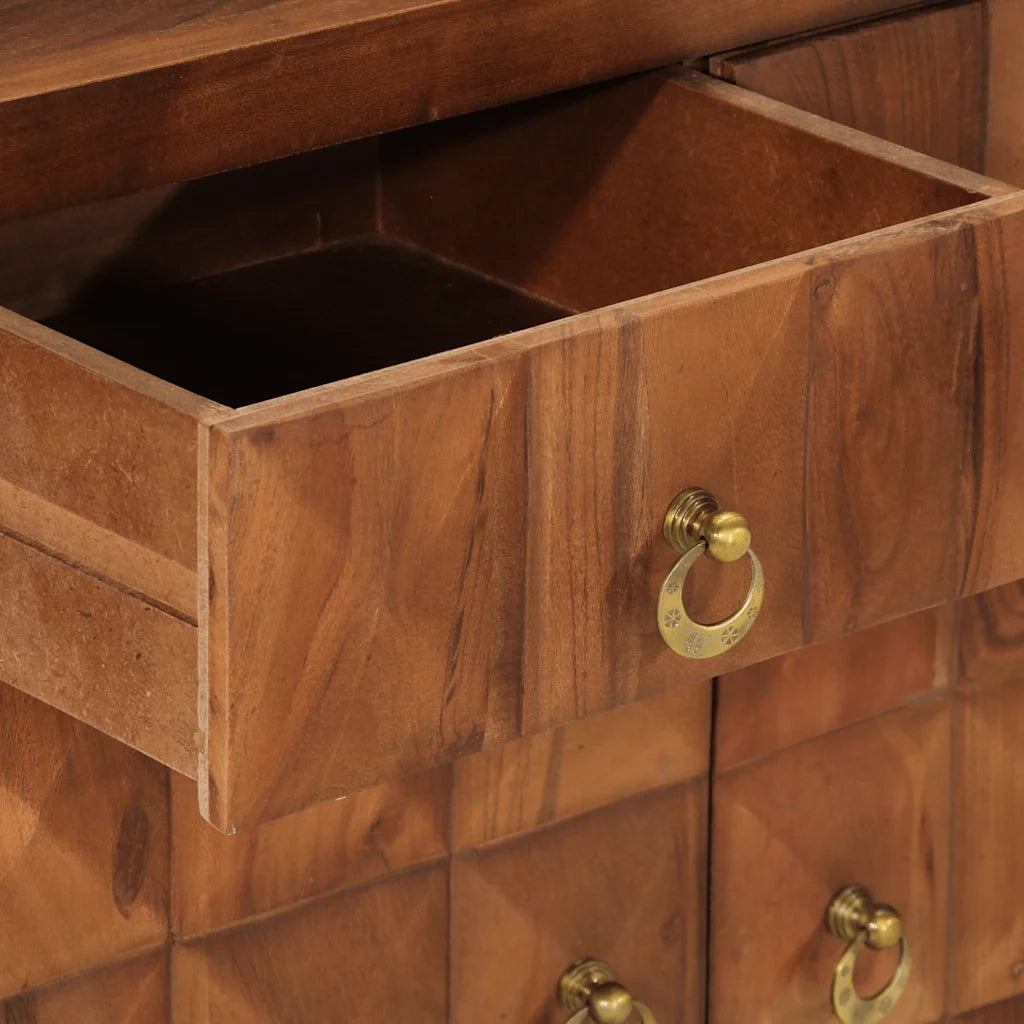 Cassettiera Marrone ambra 70x35x70 cm in Legno Massello Acacia 358185