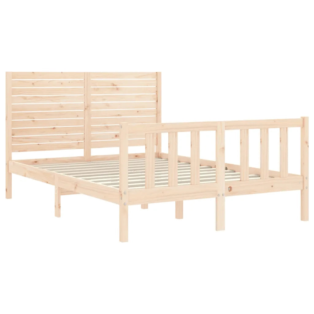 Letto matrimoniale | Letto per adulti | Giroletto senza Materasso 140x200 cm in Legno Massello di Pino