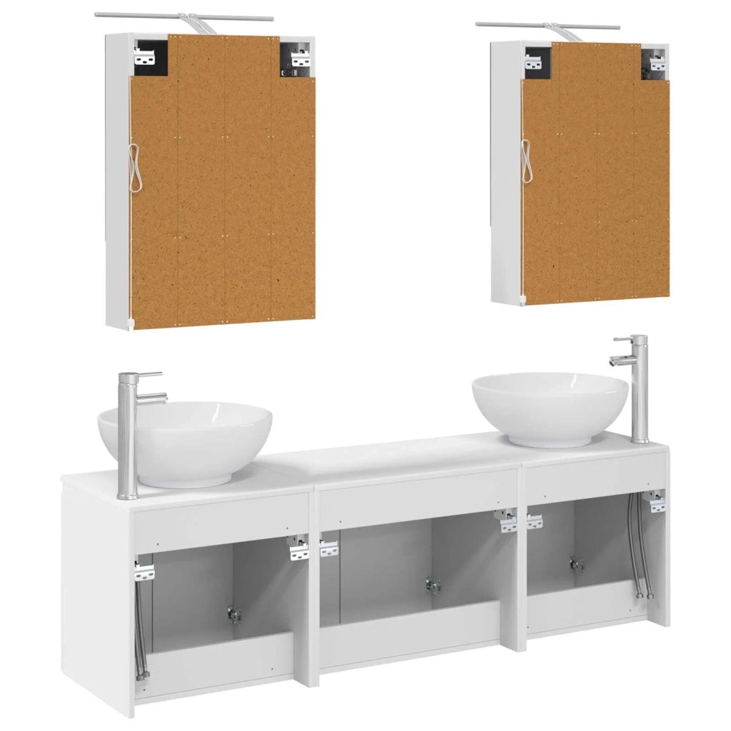 Set di Armadi da Bagno 5 pcs Bianco Legno ingegnerizzato 3406479