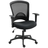 Sedia da Ufficio Traspirante e Reclinabile ad Altezza Regolabile, in Tessuto a Rete, 65x59x92.5-102.5 cm, Nero