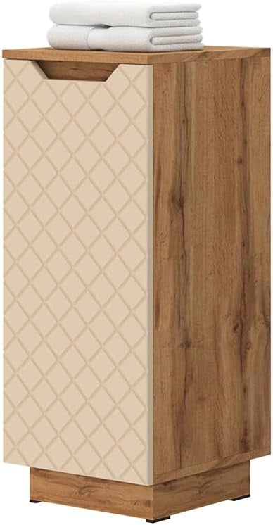 mobiletto bagno Lotta, Cachemire, 33.4 x 81.9 cm, adatto per montaggio a parete con ripiano regolabile