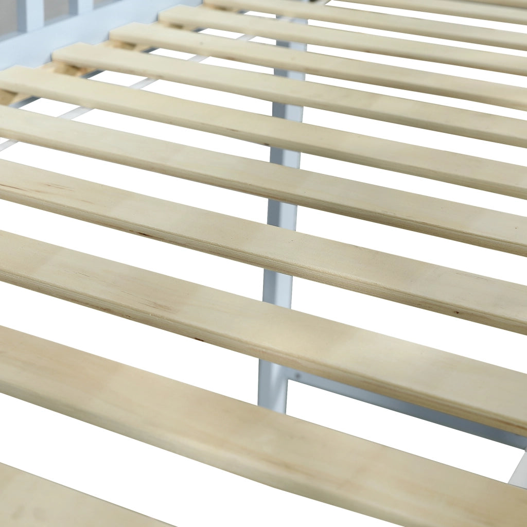 LETTO a soppalco per bambini 90x200 cm in pino e MDF bianco/blu