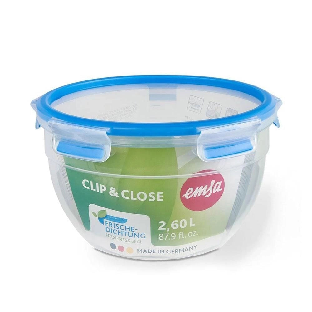 EMSA CLIP & CLOSE N10114 Rotondo Contenitore 2,6 L Blu, Trasparente 1 pz