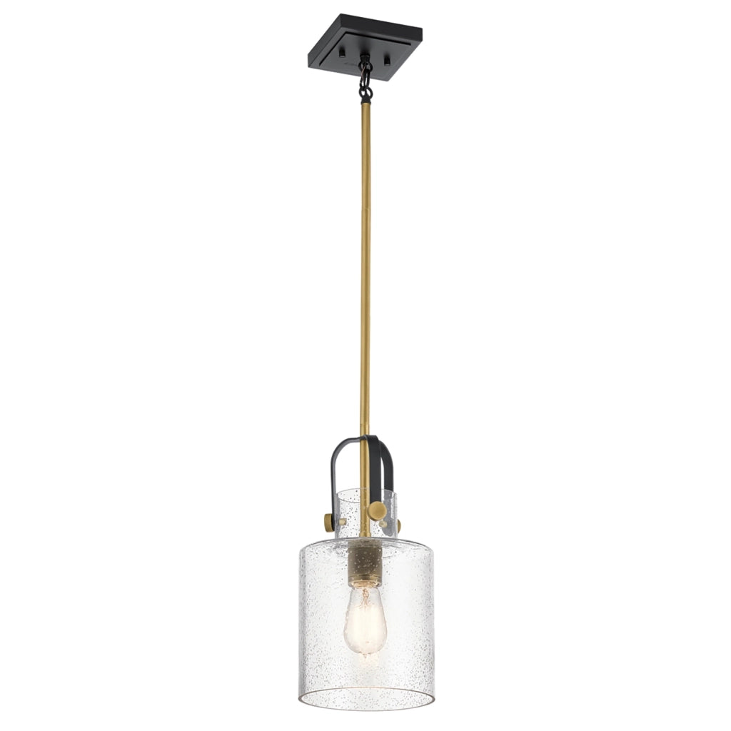 Sospensione Industrial Nordico Kitner Acciaio Ottone Vetro 1 Luce E27