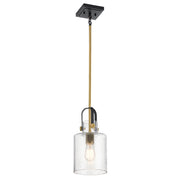 Sospensione Industrial Nordico Kitner Acciaio Ottone Vetro 1 Luce E27