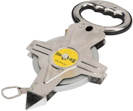 Misuratore di Lavorazione 50m - Acciaio Inossidabile - Ripiegabile - Scala Metrica Chiara - Facile da Utilizzare - Comodo e Pratico - Misuratore di Lavorazione a Rullo