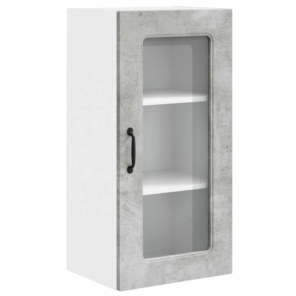 Set di 2 pensili da cucina design essenziale ampio spazio di archiviazione 40 x 31 x 80 cm in legno ingegnerizzato grigio cemento 02_0053670