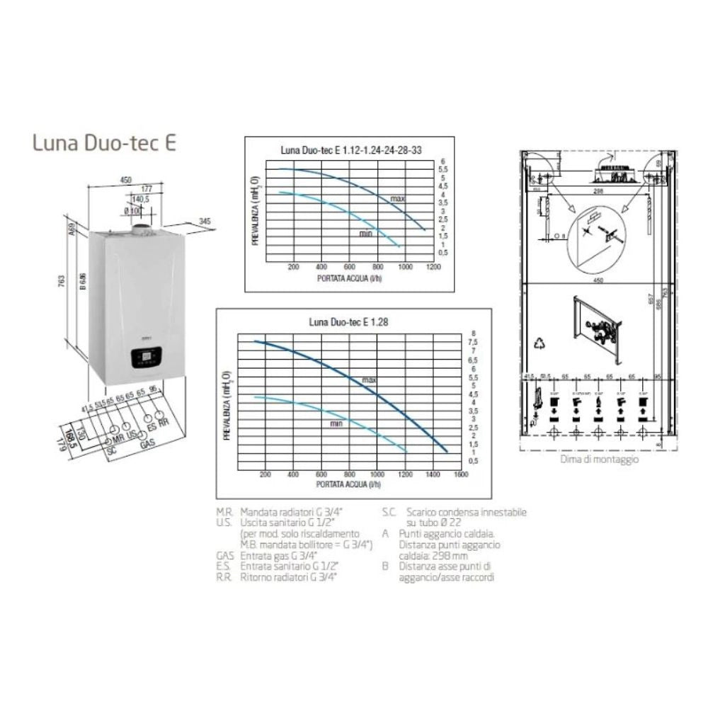 Caldaia baxi metano duotec compact e24 condensazione classe a camera stagna
