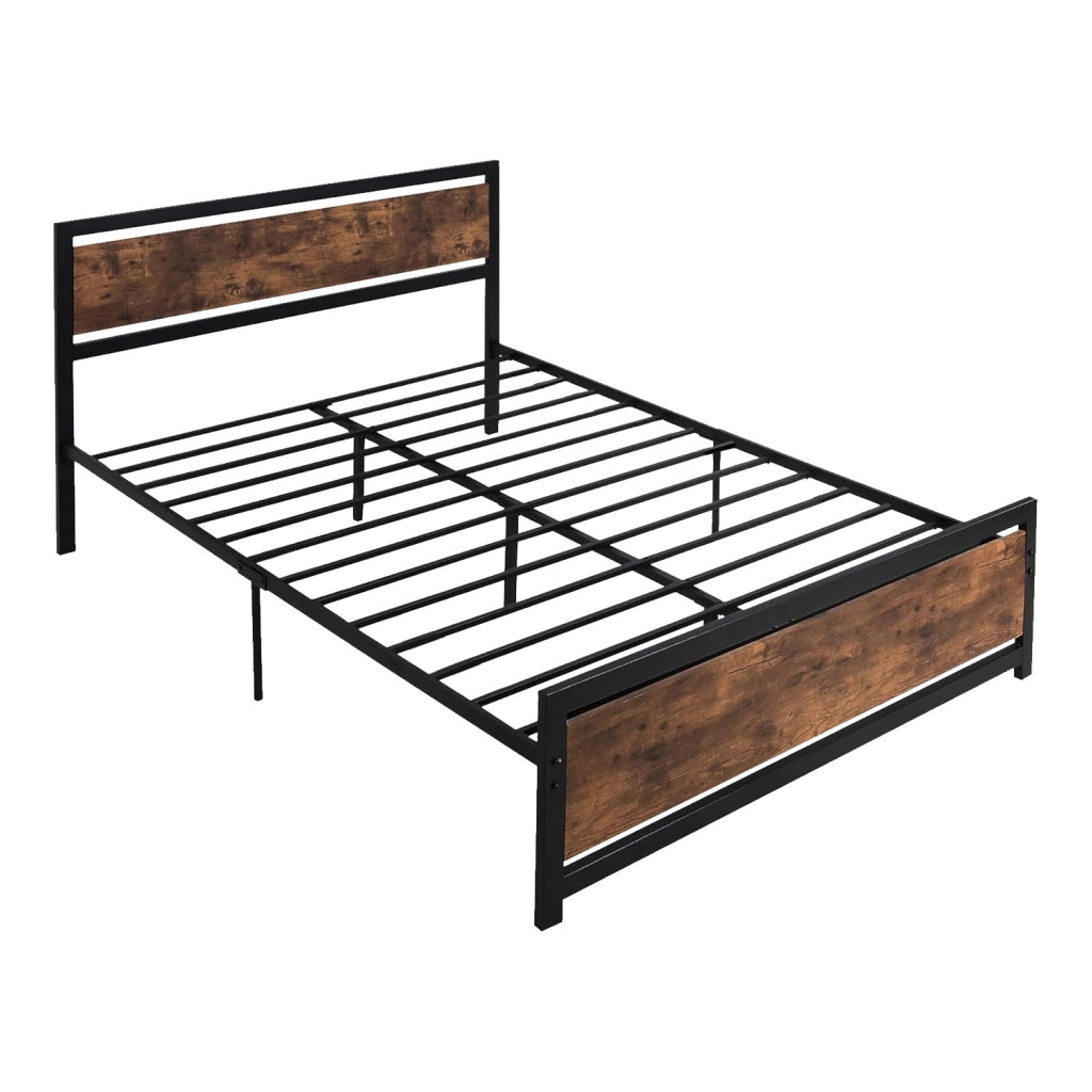 Etna - Struttura letto matrimoniale in legno e metallo, 162x195 cm colore marrone
