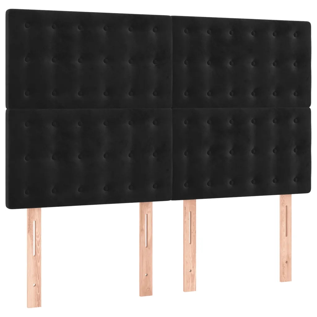 Giroletto a Molle con Materasso Nero 140x190 cm in Velluto 3132917