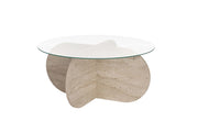 Tavolino in legno "Aeris" - 75 x 75 x 35 cm - TravertinoTrasparente