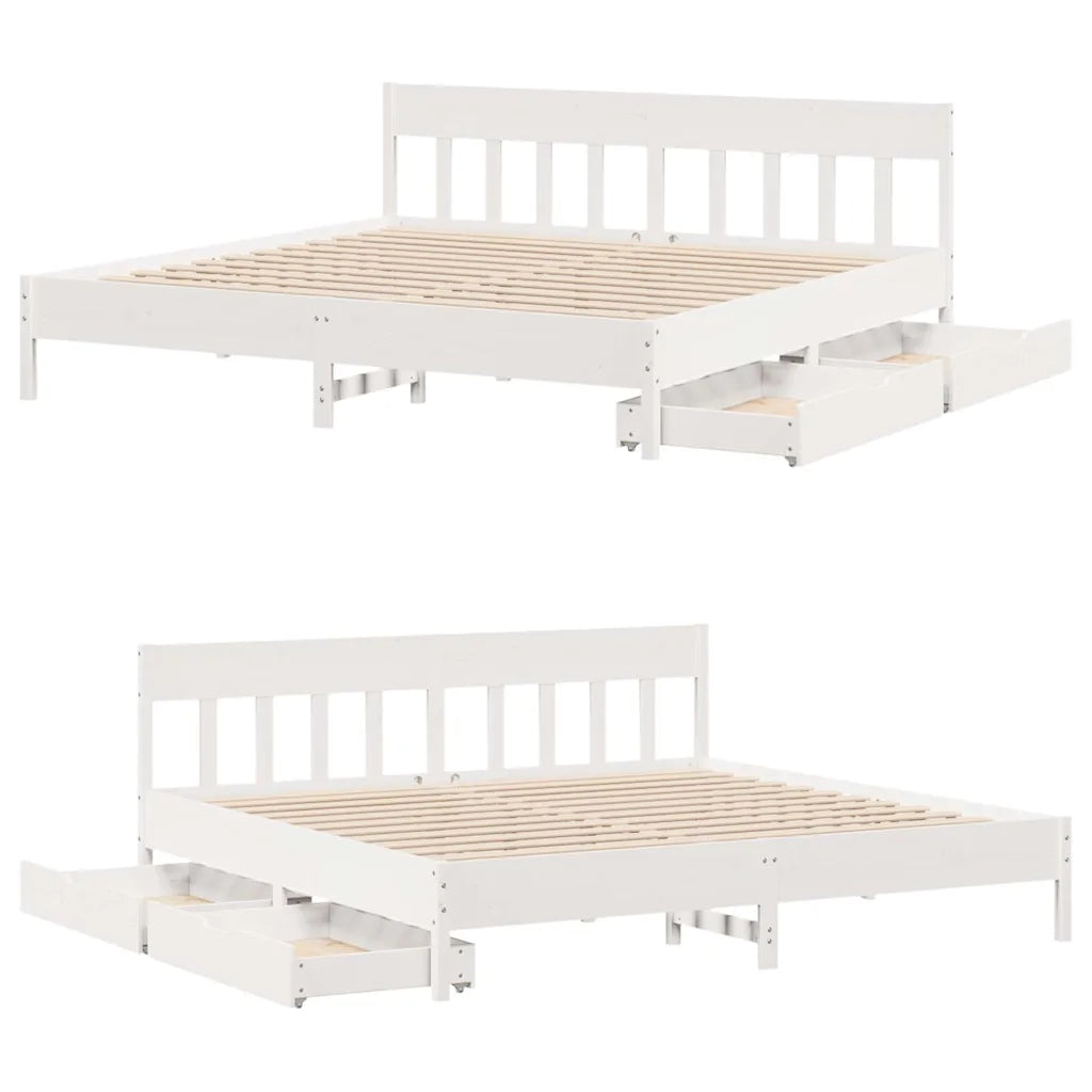 Letto senza Materasso Bianco 180x200 cm Legno Massello di Pino 3301858