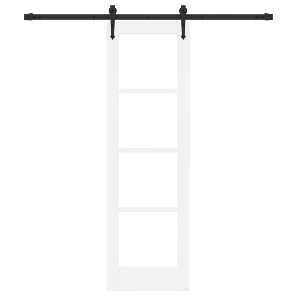 Set porta scorrevole  con accessori bianchi 61x198.5 cm Legno massiccio di pino