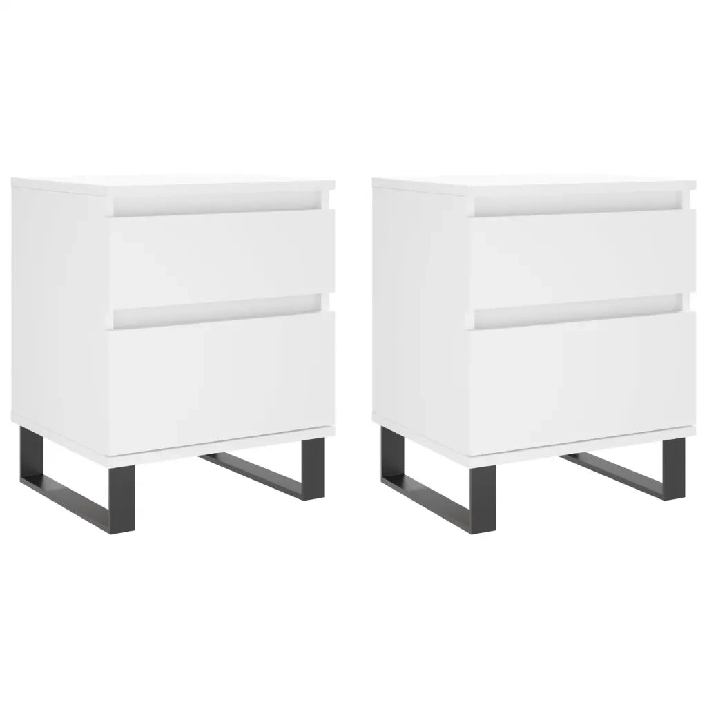 Set di 2 Comodini | Armadio da Notte | Mobiletto da notte Bianchi 40x35x50 cm in Legno Multistrato