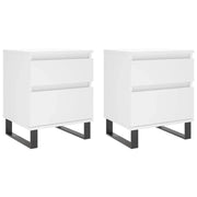 Set di 2 Comodini | Armadio da Notte | Mobiletto da notte Bianchi 40x35x50 cm in Legno Multistrato