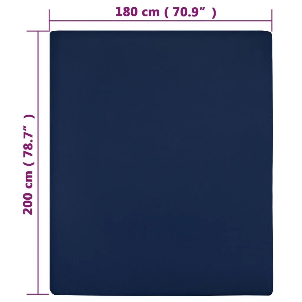 Lenzuolo con Angoli Jersey Blu Marino 180x200 cm Cotone 136238