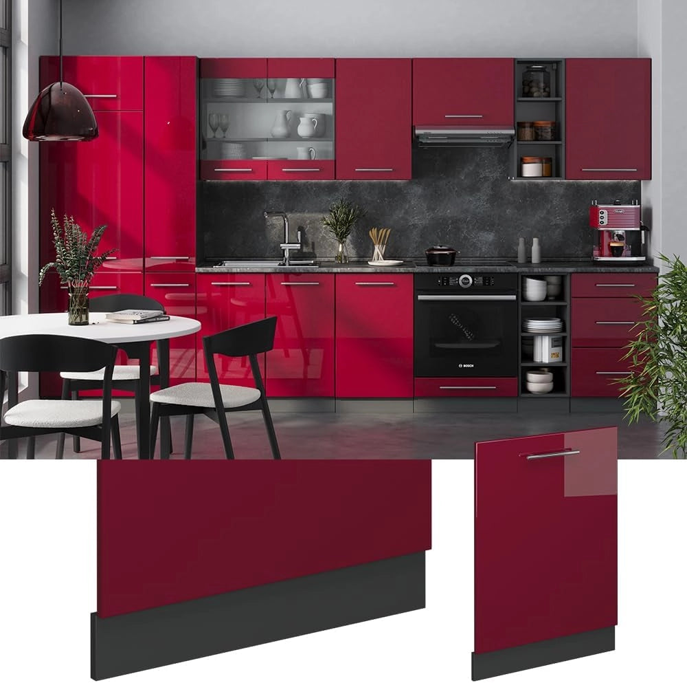 Pannello frontale della lavastoviglie Fame-Line, Rosso bordeaux lucido, 60 cm senza piano di lavoro, per la combinazione con altri moduli della serie Fame-Line