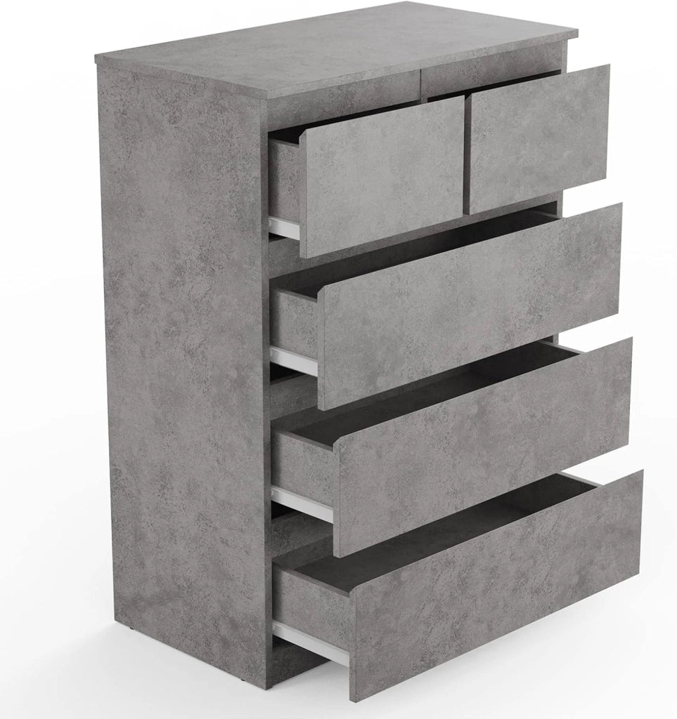 Mobili Cassettiera con 5 Cassetti, Armadietto per Camera da Letto e Bagno, Multifunzione, in Legno (Grigio)