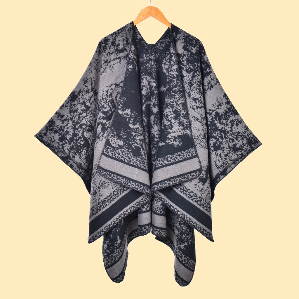 Sciarpa/stola da donna, stile foresta, spessa e calda, in cashmere, double face, con spacchi