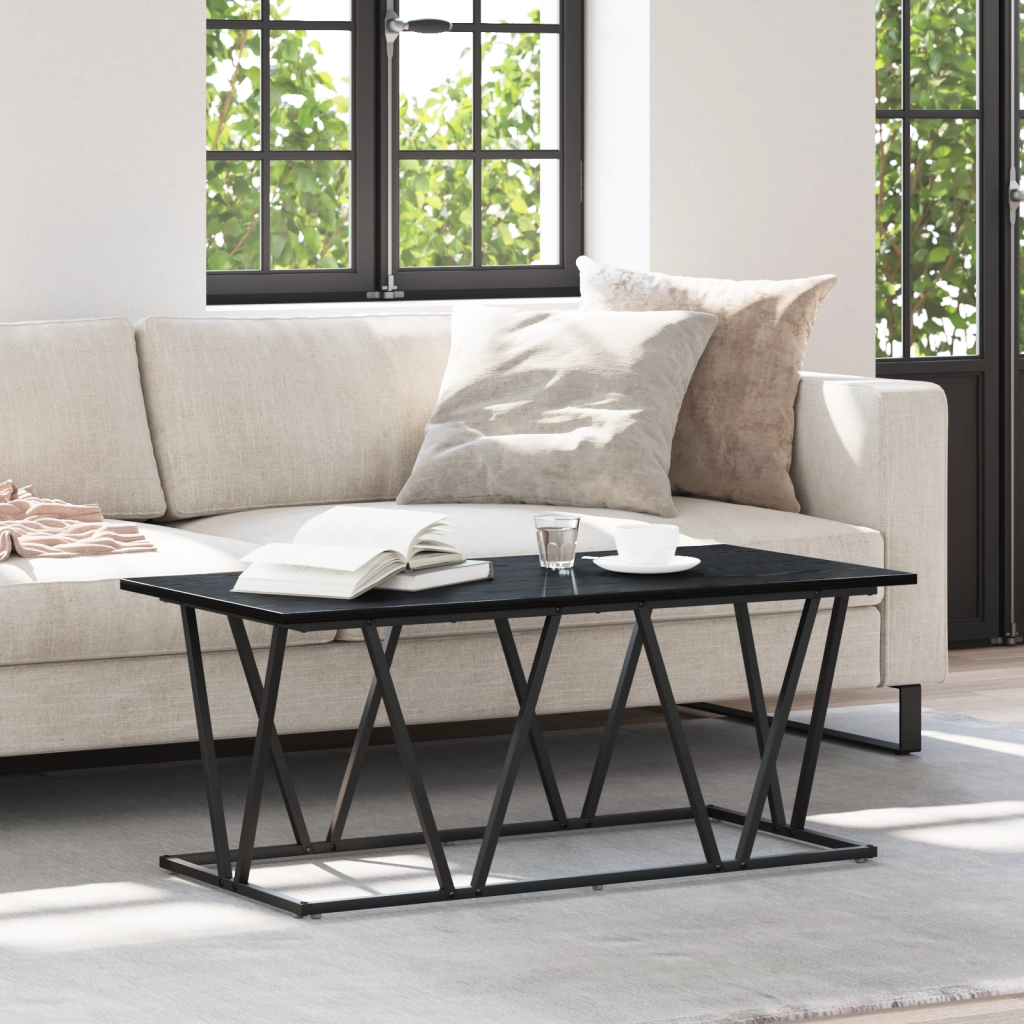 Tavolino da caffÃ¨  Nero Rovere 100x50x40 cm in Legno ingegnerizzato e Metallo