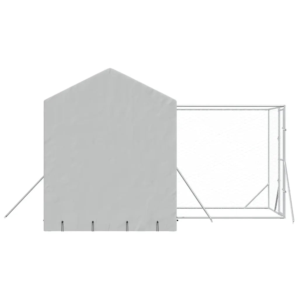 Cuccia Cani da Esterno Tetto Argento 4x4x2,5 m Acciaio Zincato 3190478