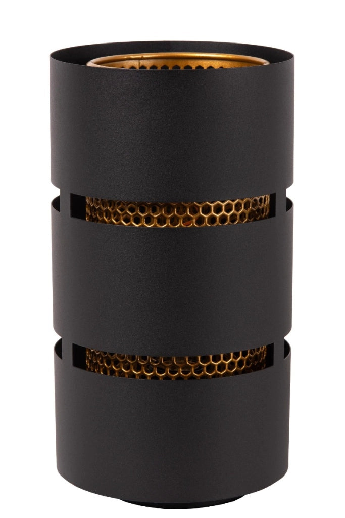 Lampada da tavolo tubo metallo nera oro E27 Rosas Lucide