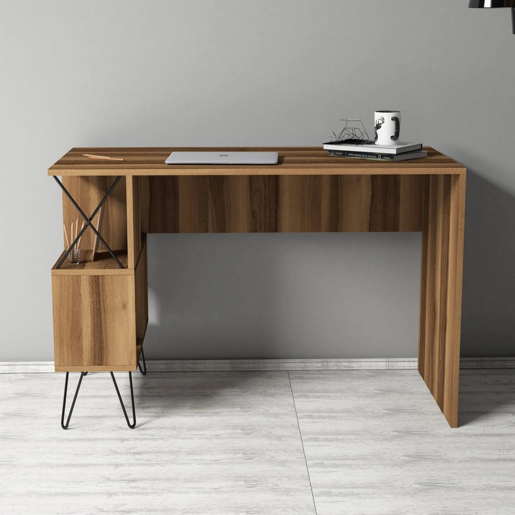 Vita, Scrivania 5 Ripiani, 120x60x79h cm Marrone Rovere Scuro
