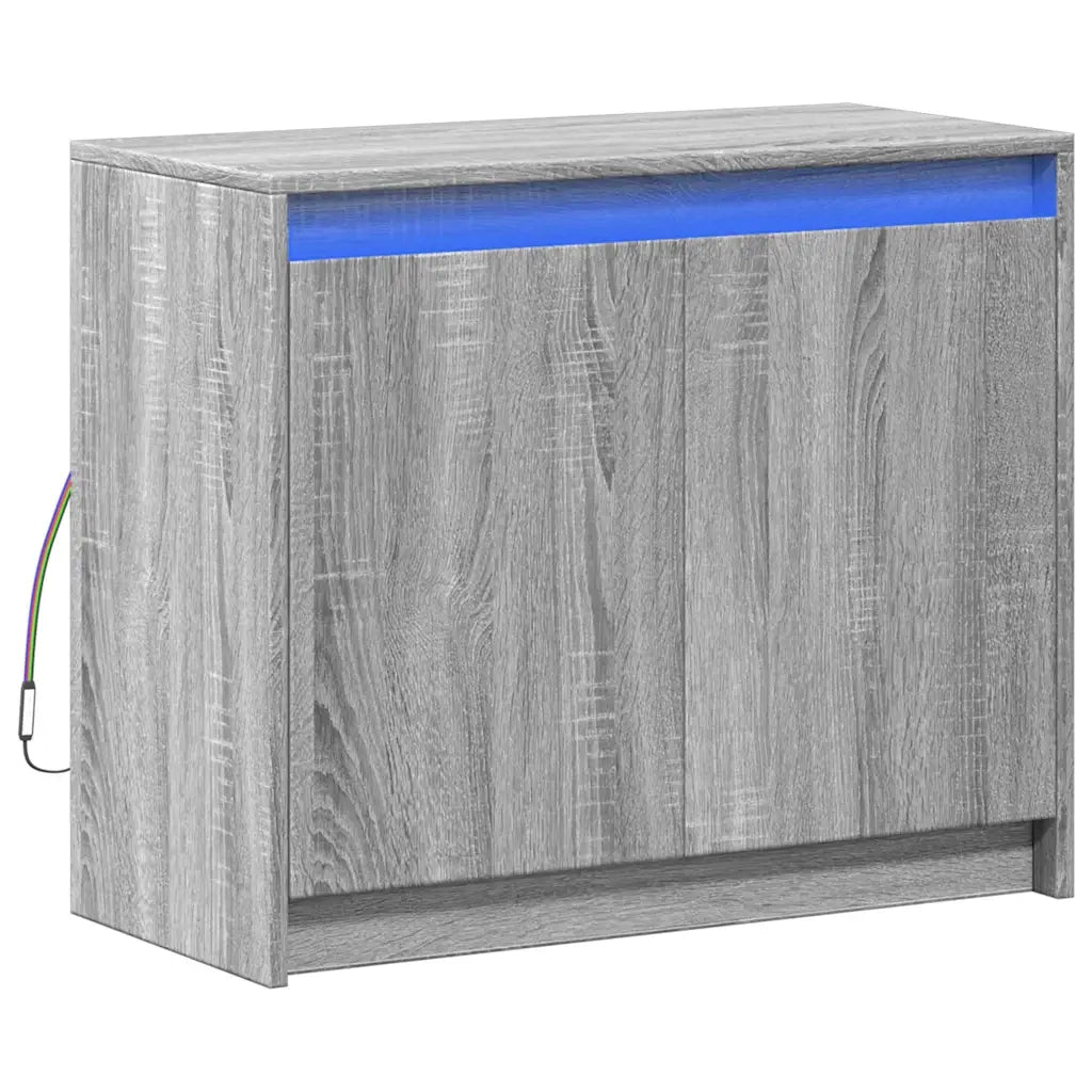 Credenza con LED Grigio Sonoma 72x34x61 cm in Legno Multistrato