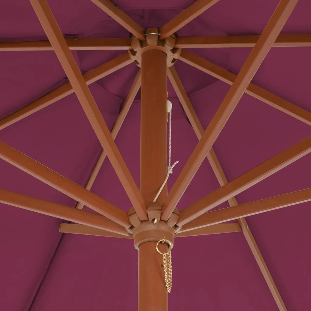 Ombrellone con palo in legno 300 cm rosso bordeaux 02_0008116