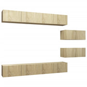 Set di mobili da 6 pezzi tra cui armadio credenza mobile porta TV soggiorno/camera da letto/salotto legno ingegnerizzato rovere Sonoma marrone 02_0024325