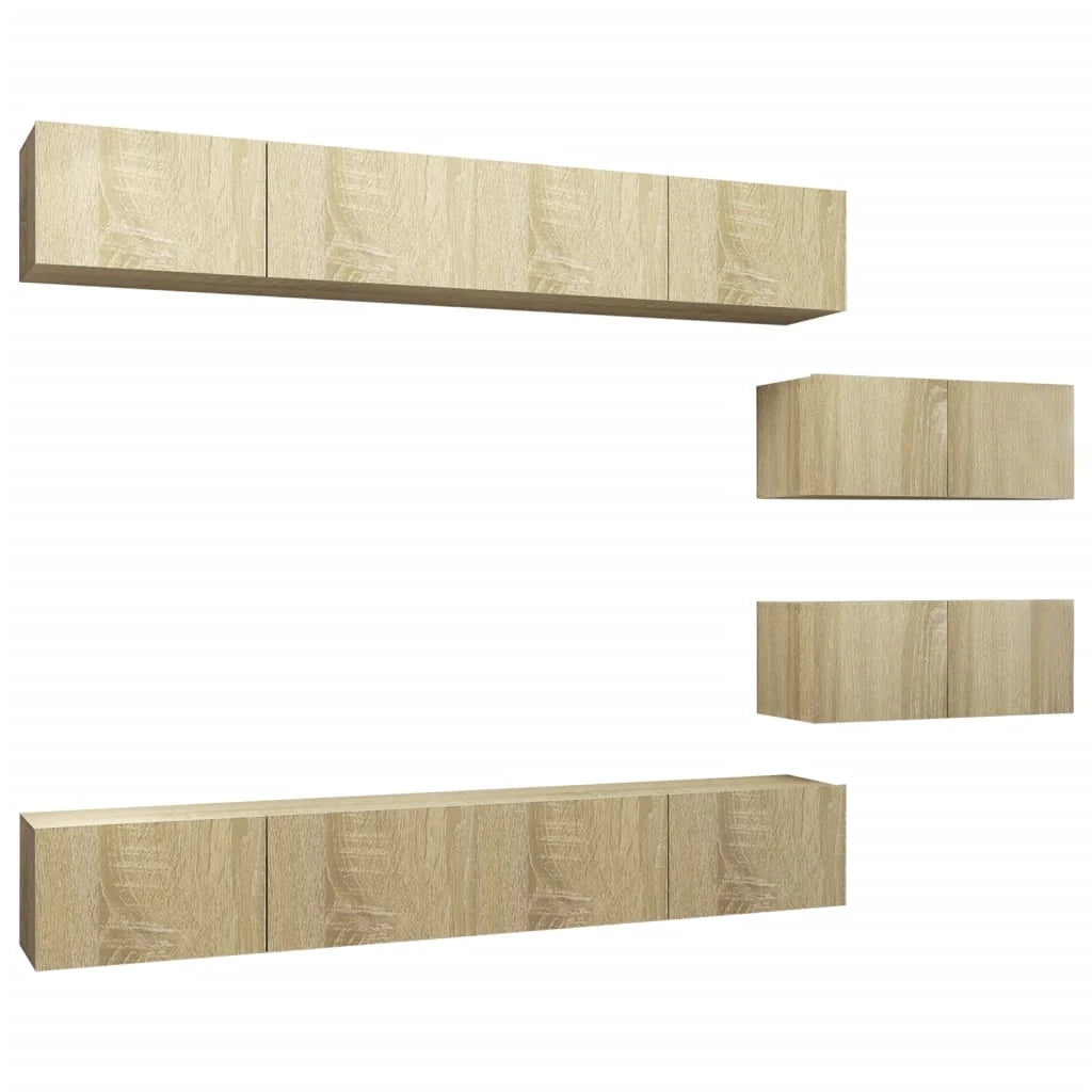 Set di mobili da 6 pezzi tra cui armadio credenza mobile porta TV soggiorno/camera da letto/salotto legno ingegnerizzato rovere Sonoma marrone 02_0024325