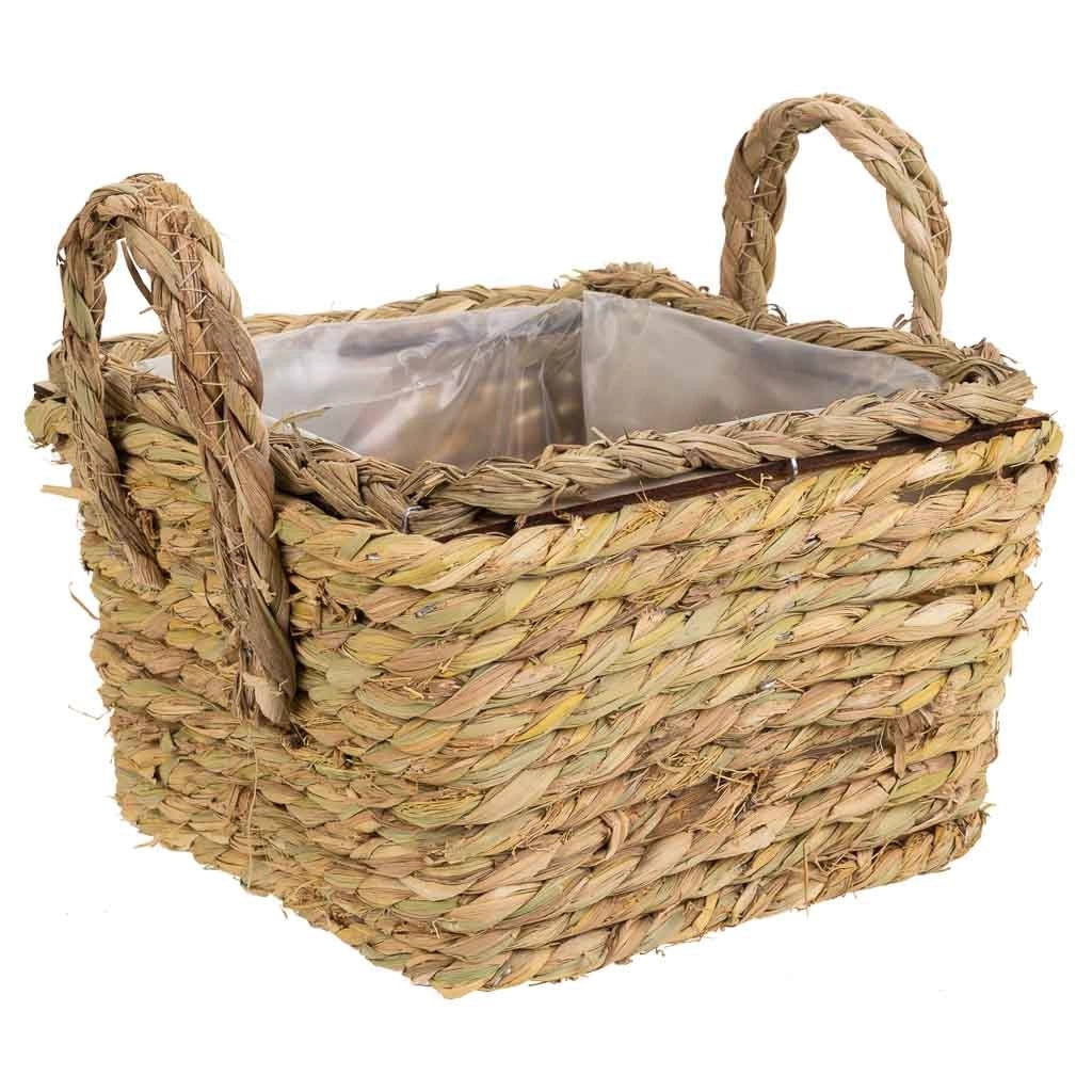 Cesto in corda intrecciata marrone 19x19x13h