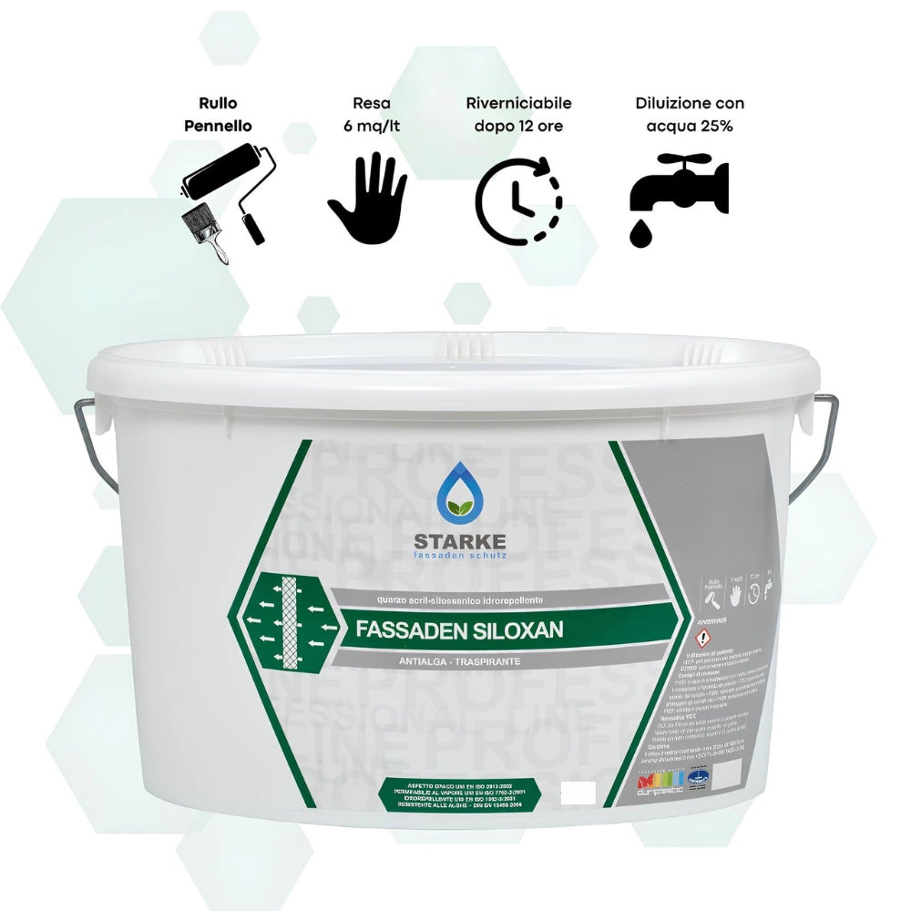 Pittura murale fassaden siloxan quarzo acril silossanico idrorepellente *** formato 5 lt, confezione 1