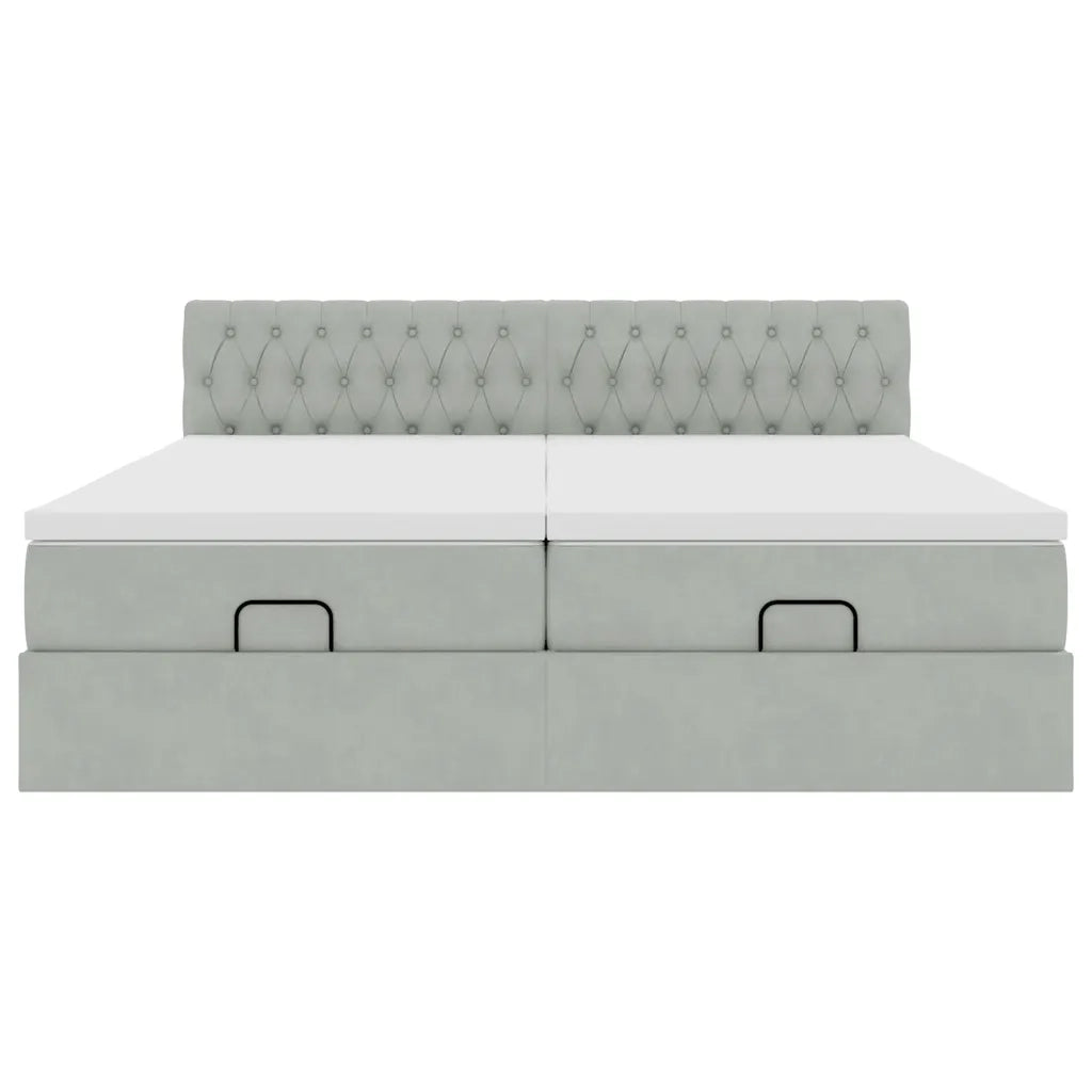Struttura Letto Pouf con Materassi 200x200 cm Velluto