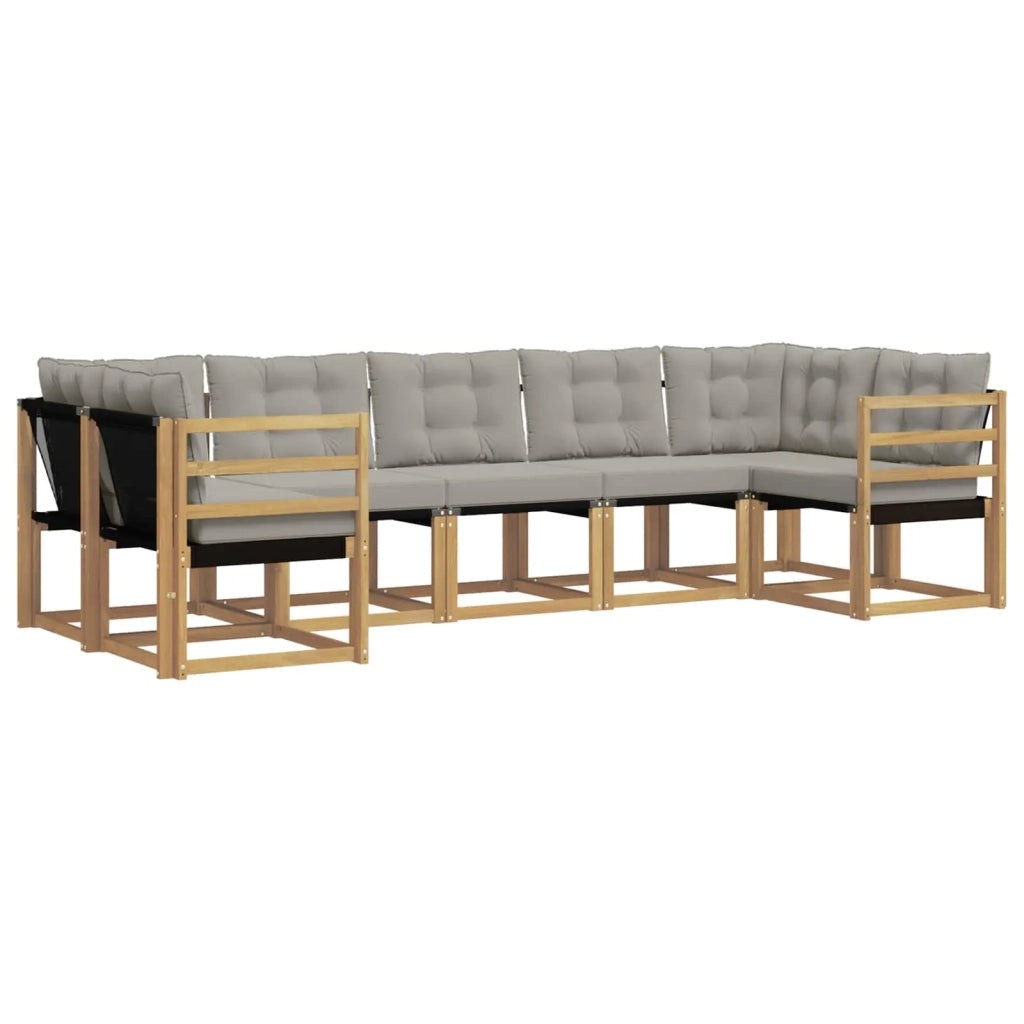 Set di divani da esterno 7 pcs Bianco e Grigio Chiaro