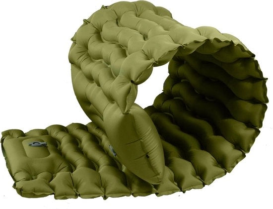 Schienevole materasso da campeggio pieghevole - rapido da gonfiare e compattare - nylon e TPU - impermeabile e a prova di perdite - porta aria doppia - con cuscino - colore chiaro grigio