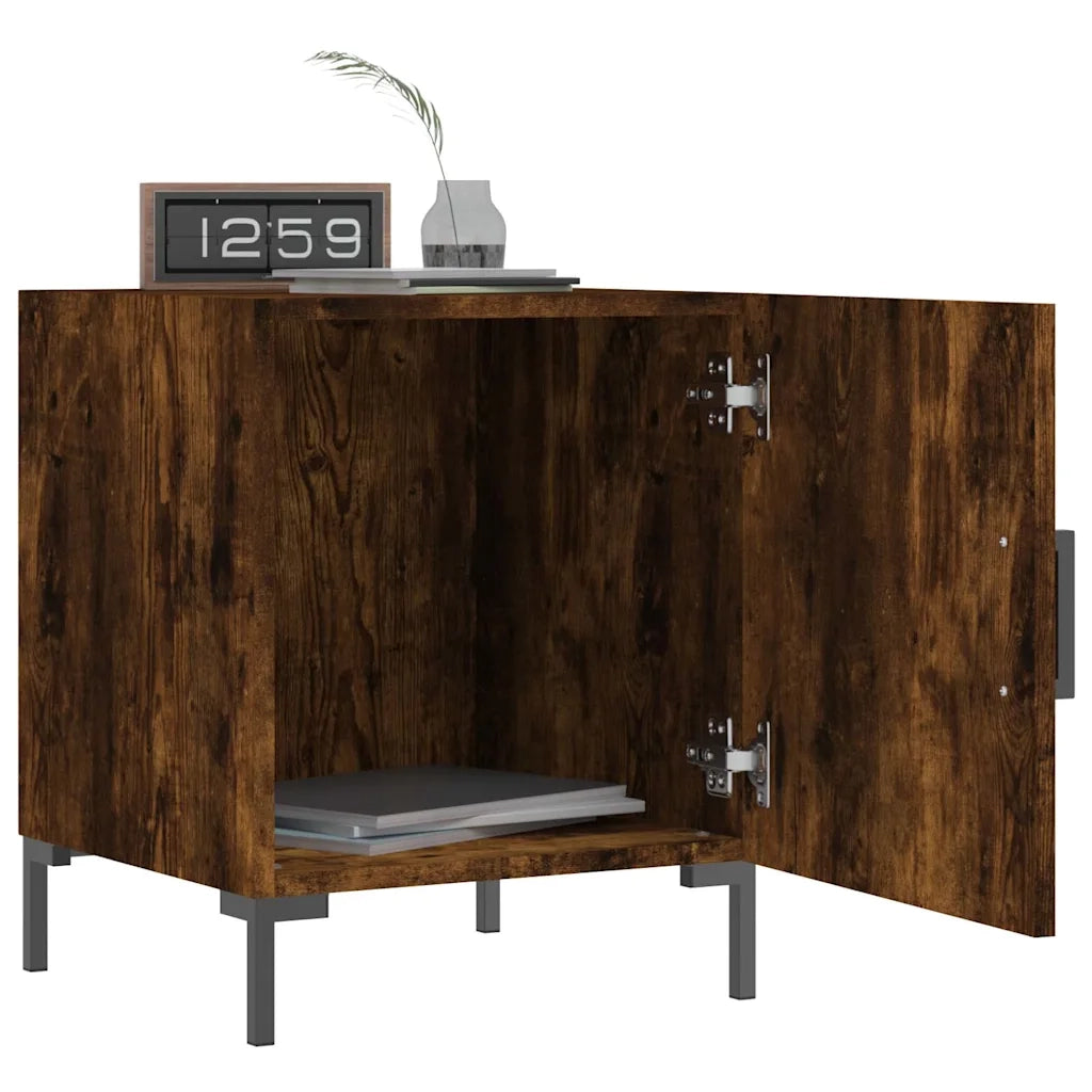 Set di 2 Comodini | Armadio da Notte | Mobiletto da notte Rovere Fumo 40x40x50 cm in Legno Multistrato