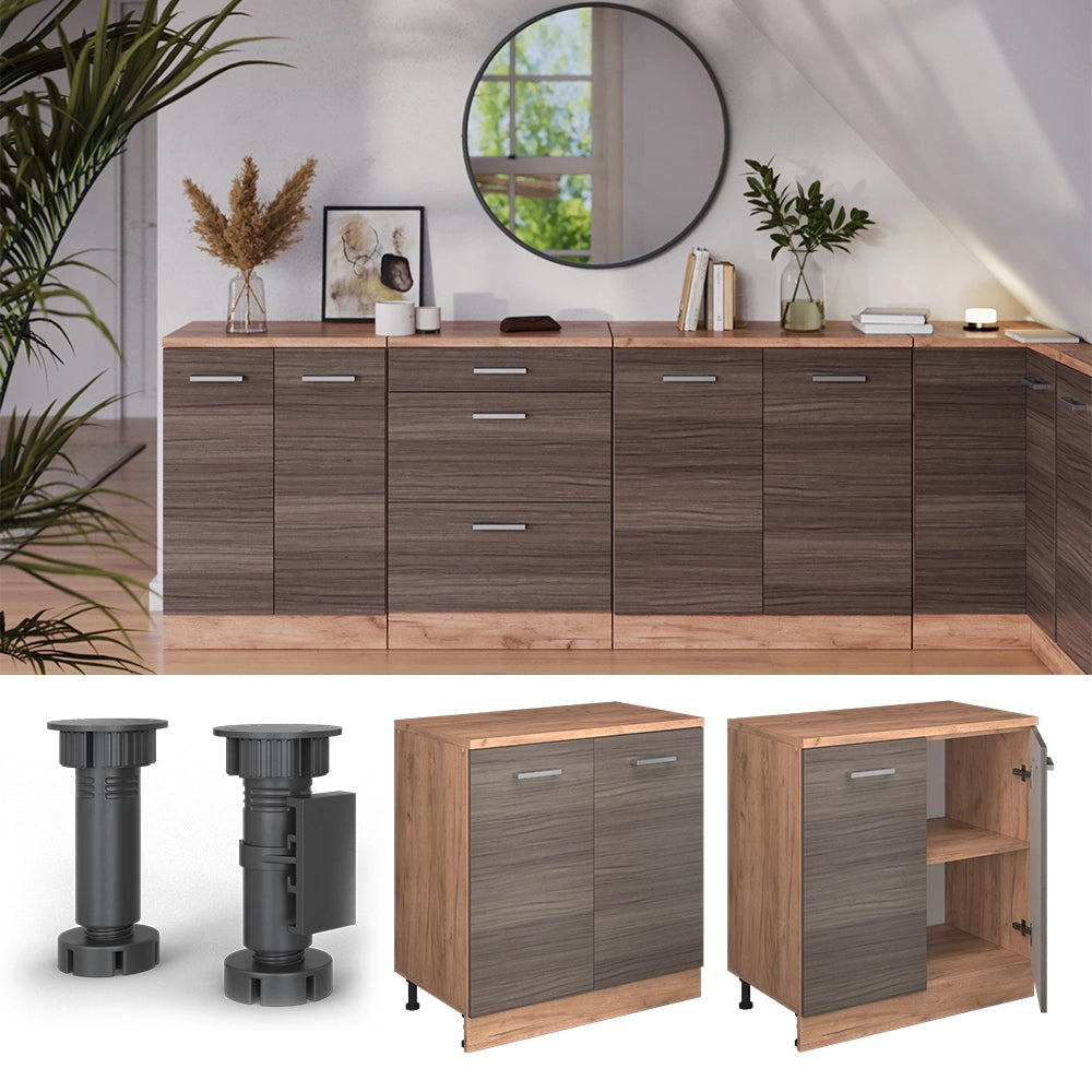 Mobile per mansarda Rion Grigio nobile/Rovere dorato 80 x 83.8 cm senza inclinazione con 2 ante Vicco