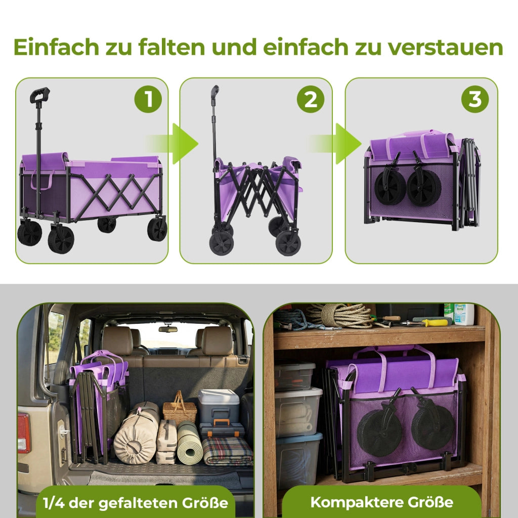 CARRELLO PIEGHEVOLE 74x46x96,5 cm Acciaio Viola con manico regolabile