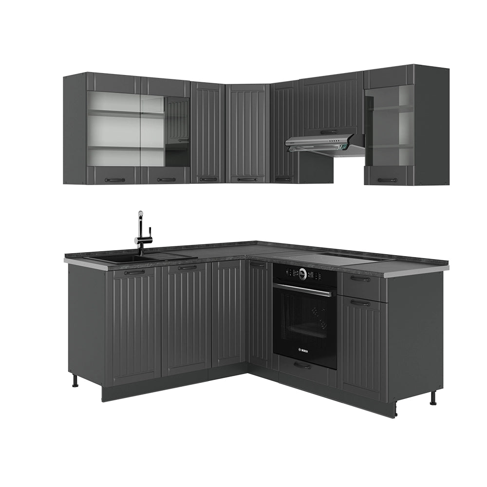 Cucina angolare completa Fame-Line Grigio scuro/Antracite 190 x 60 cm, PL Antracite Vicco