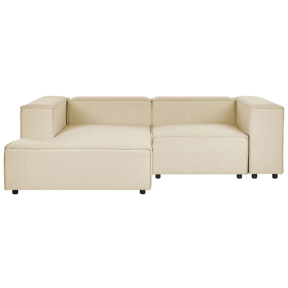 Divano modulare a destra Divano angolare componibile a 2 posti in lino beige con gambe nere Soggiorno moderno