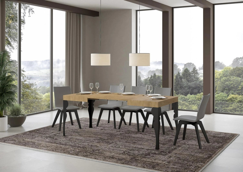 Tavolo allungabile 80x120/204 cm Paxor Quercia Natura telaio Antracite