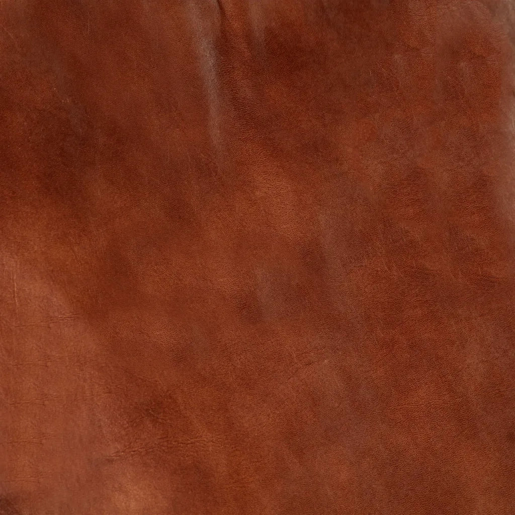 Sedia a Dondolo Marrone in Vera Pelle e Legno Massello di Mango 282906