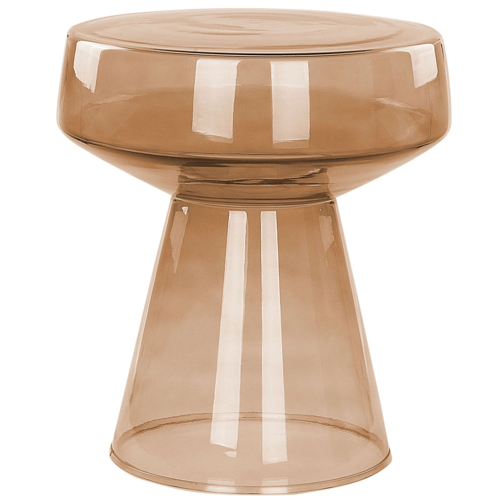 Set di 2 Tavoli da caffè in vetro trasparente marrone dorato moderno di forma ovale design moderno contemporaneo