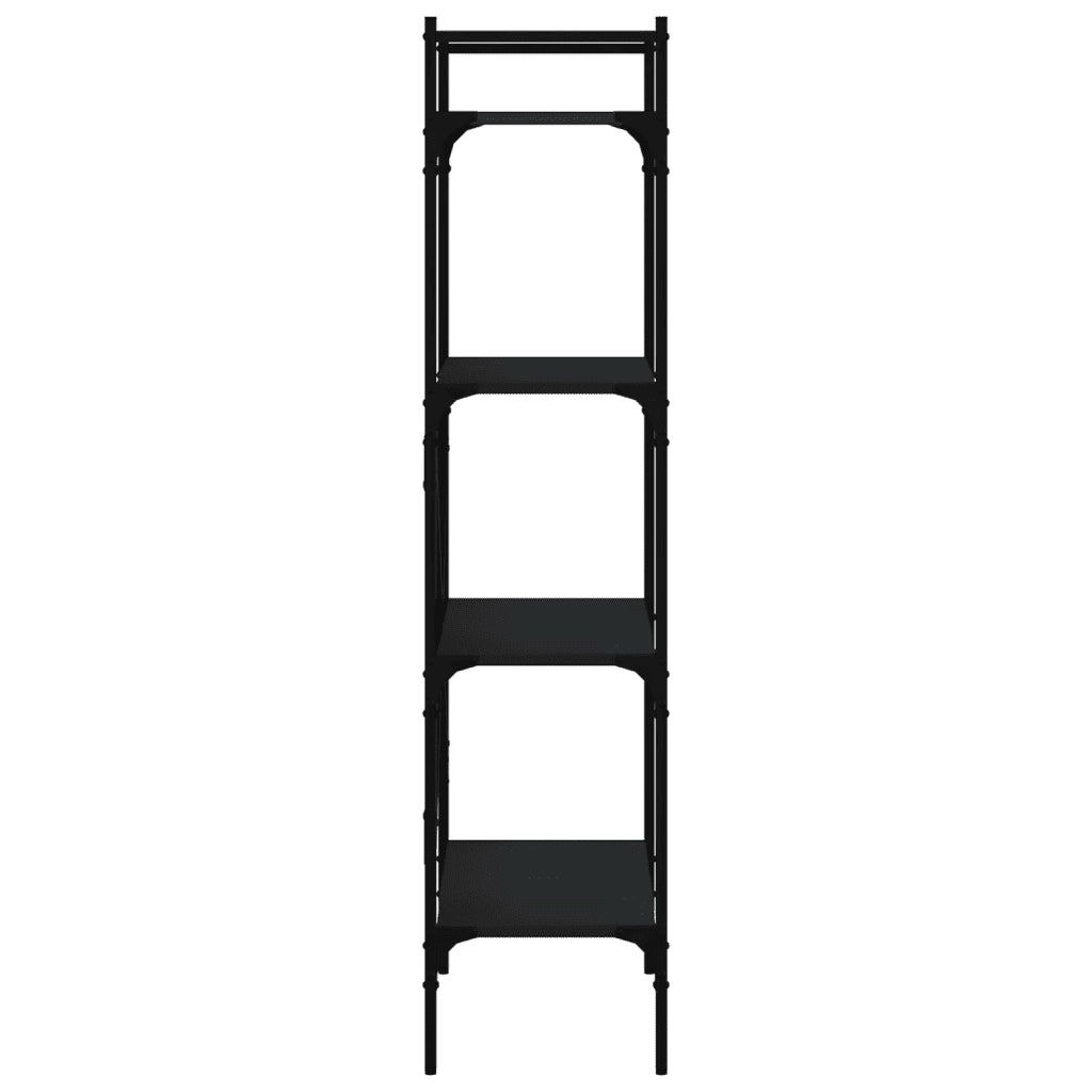 Libreria 4 Ripiani Nera 56x31,5x138,5 cm Legno Multistrato 833338